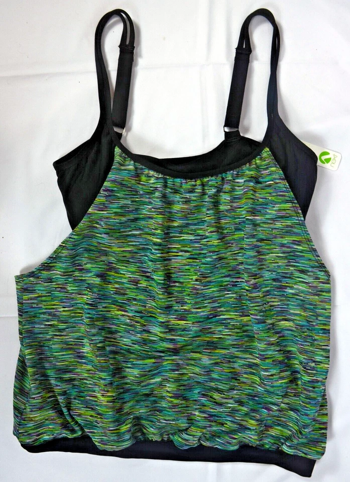 NWT $78 Next 32B/C & 32B/C Cup Black Teal Blousey Tankini Swimsuit Top #NE33275M - Image 4 of 4