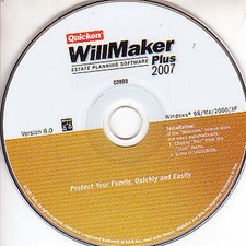 Quicken WILLMAKER Plus 2007 Estate Planning Software Taxes Helper Windows PC NEW