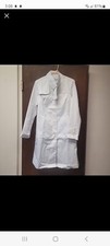 Figs Womens White Pockets Long Sleeve Button Up Lab Coat Size Sm