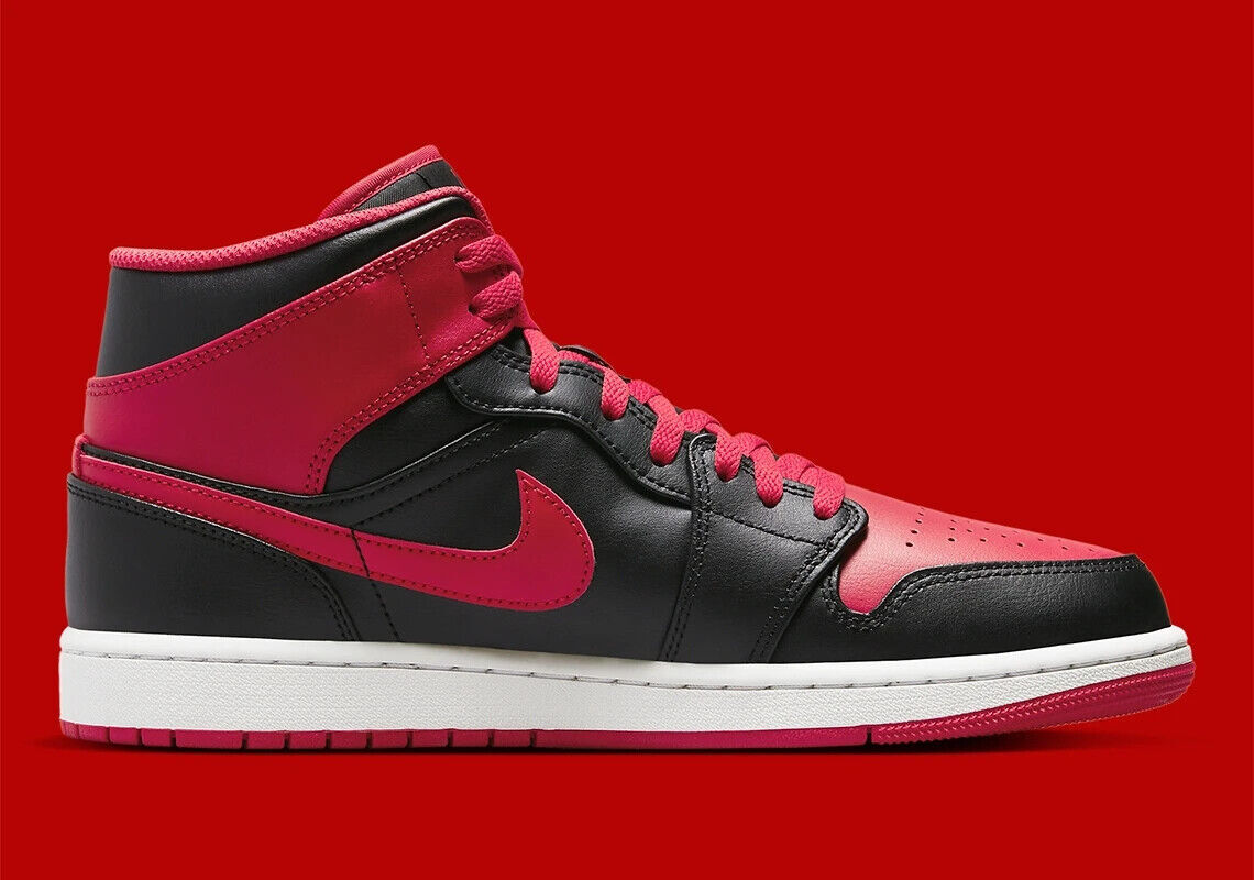 Nike Air Jordan 1 Mid Shoes Black Fire Red White DQ8426-060 Men's