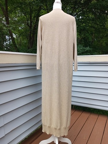 NEU MIT ETIKETT ROSSOPURO ITALIEN LANGER CARDIGAN STAUBTUCH KAPSEL VISKOSE METALLIC GOLD S-M $ 295 - Bild 8 von 16