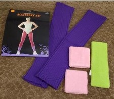Adult Womens 80s Exercise Jazzercise Halloween Costume Kit Leg Warmers Headband