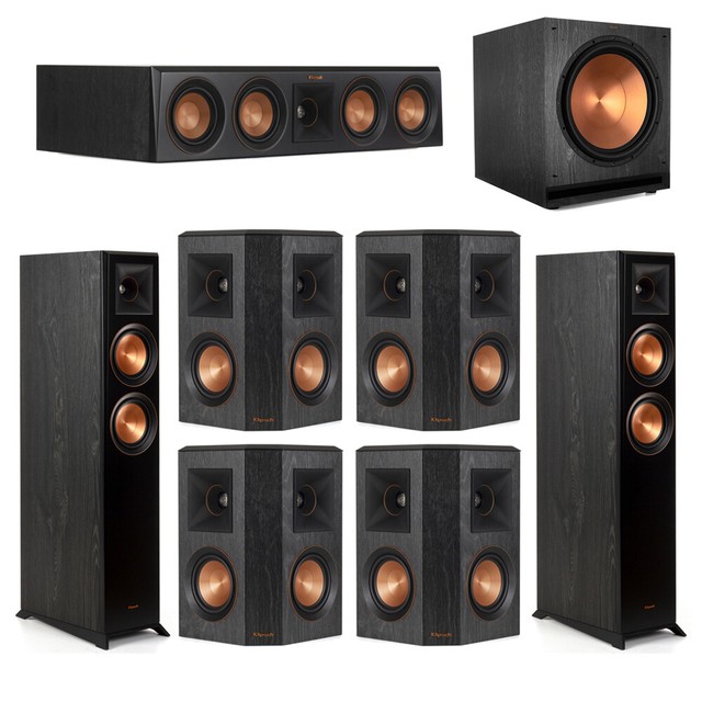 Klipsch 7 1 Ebony Home Theater System 2 Rp 5000f 1 Rp 404c 4 Rp 402s 1 Spl For Sale Online