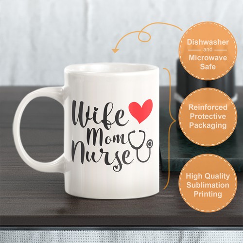 Wife Mom Nurse Coffee Mug - Picture 3 of 6
