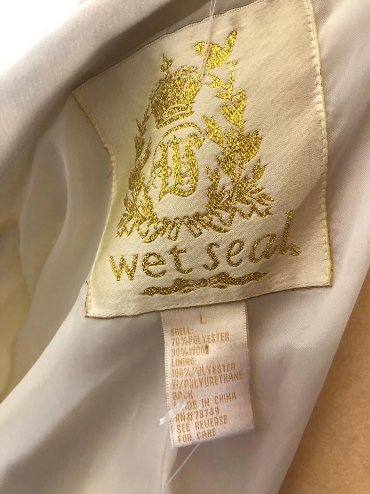 Nuevo con etiquetas Abrigo para mujer Wet Seal color crema mezcla de lana blanco talla L bolsillos de trinchera Foto 3 de 3