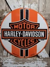 VINTAGE HARLEY DAVIDSON PORCELAIN SIGN 30" BIG MOTORCYCLE DEALER SERVICE SALES