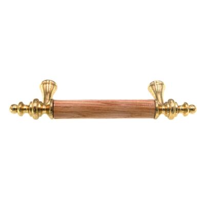 Amerock Royal Family Polished Brass 3''cc Handle Pull Oak Wood Center BP76242-O3