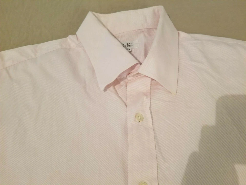 Camisa de vestir para hombre Barneys New York 16 1/2 33 rosa botón algodón 16,5 Foto 2 de 4