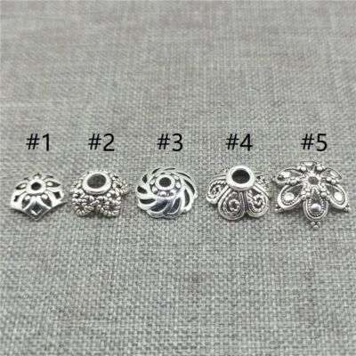 20 Stück oxidierte Perlenkappen aus 925er Sterlingsilber für Armbänder