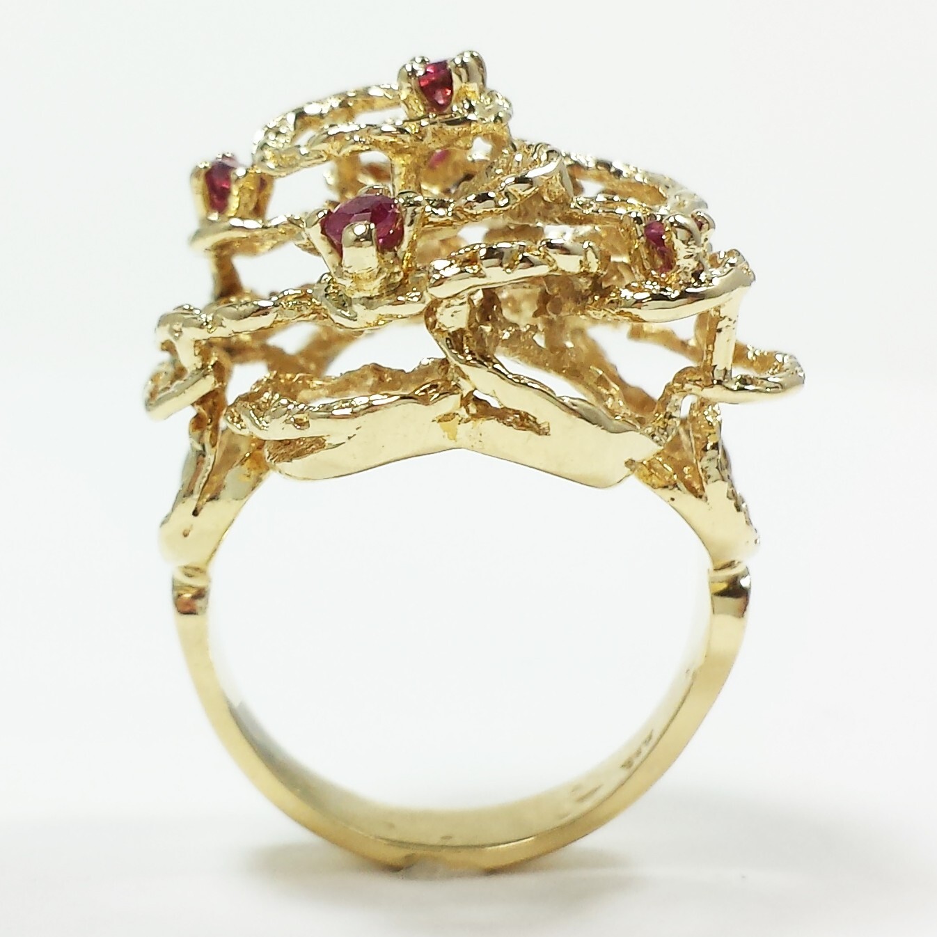 Ruby Ring Cluster Cocktail Floral Statement Vinta… - image 5