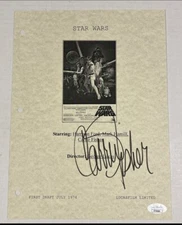 Stars Wars Carrie Fisher Signed Cover Sheet 8”X 11” JSA COA Princess Leia