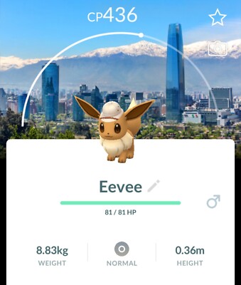 NEU Entdecker Eevee mit Santiago Chile Hintergrund Pokemon GO