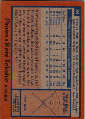1978Topps#84Kent TekulvePittsburgh Pirates | eBay