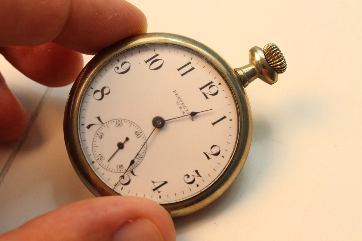 Vintage Perfection USA Silver Tone Case Pocket Watch Ornate 78