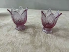 Vintage Fenton Art Glass Pink Iridescent 2 Way Tulip Votive Candle Holder
