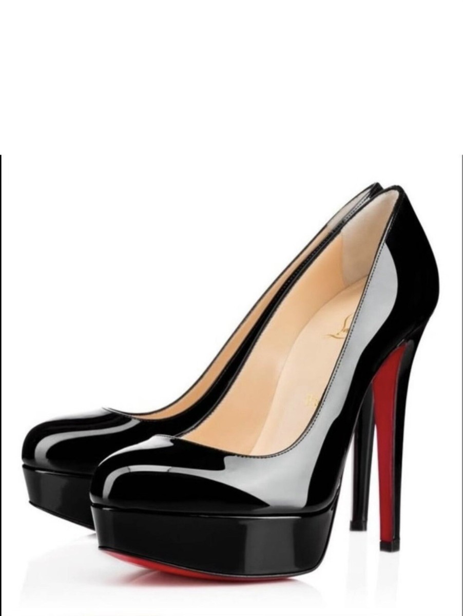Christian Louboutin Bianca 120 Black Patent 1” Platform Pump Shoes
