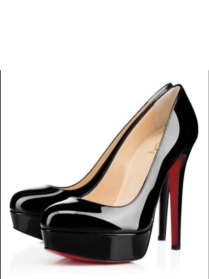 【美品】Christian Louboutin BIANCA 120 23.5 Christian Louboutin Bianca 120 Black Patent 1” Platform Pump Shoes