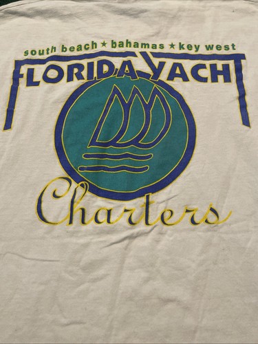 VTG Single Stitch Florida Yacht Charlers South Beach Bahamas Men L See Pics Read - Picture 10 of 14