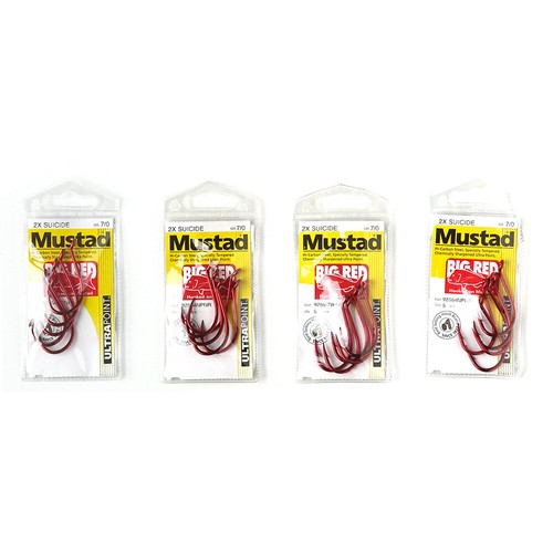 Mustad Big Red 7/0 Suicide Bait Hook 92554NPNR + iron-on patches & stickers - Picture 7 of 7