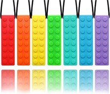 7 Pack Chew Necklaces for Sensory Kids, Chewy Toys for Autistic Children, Oral 