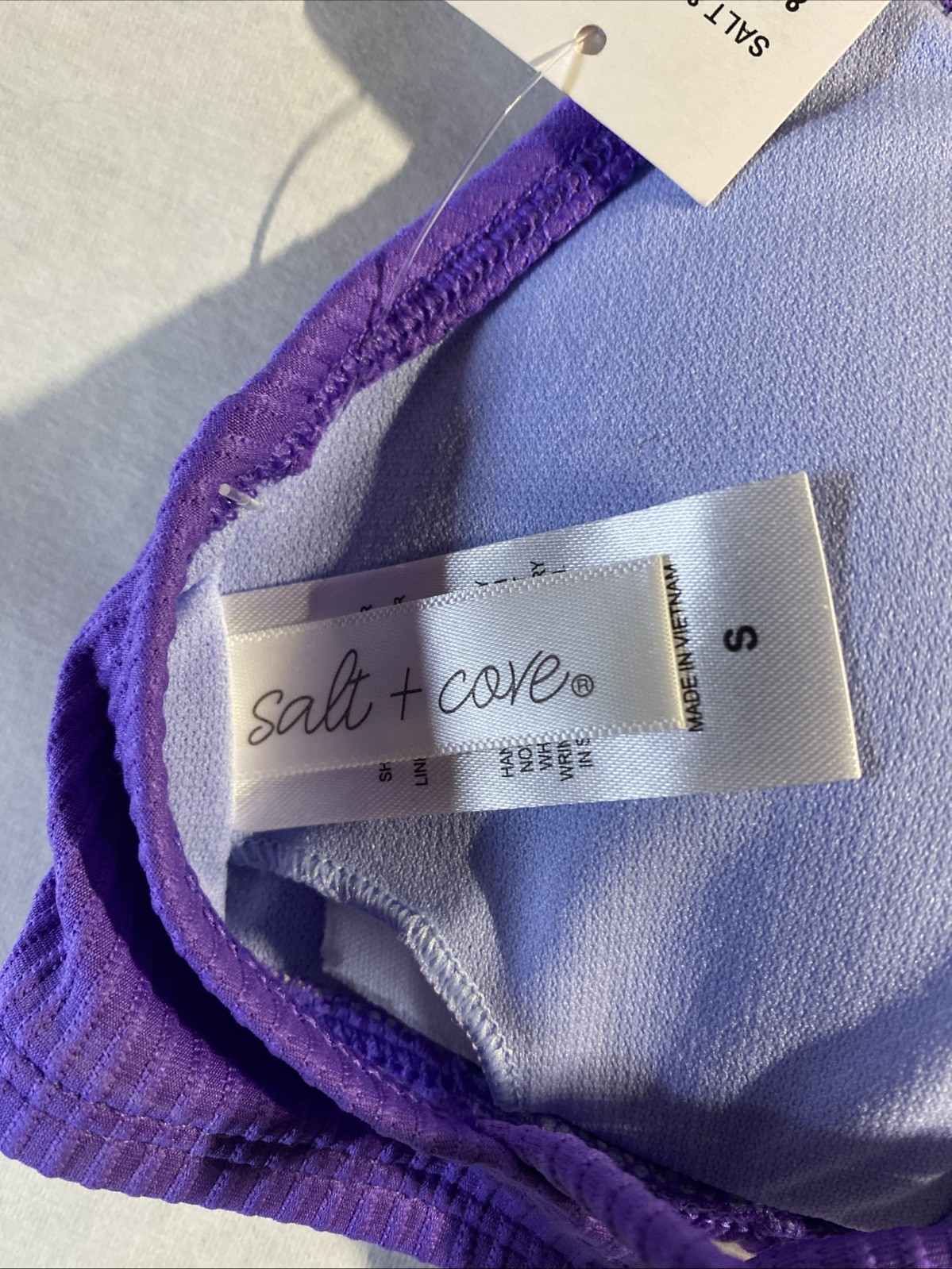 Salt + Cove ULTRA VIOLET Juniors' Raised Rib Strappy Bikini Swim Top, Small NWT
