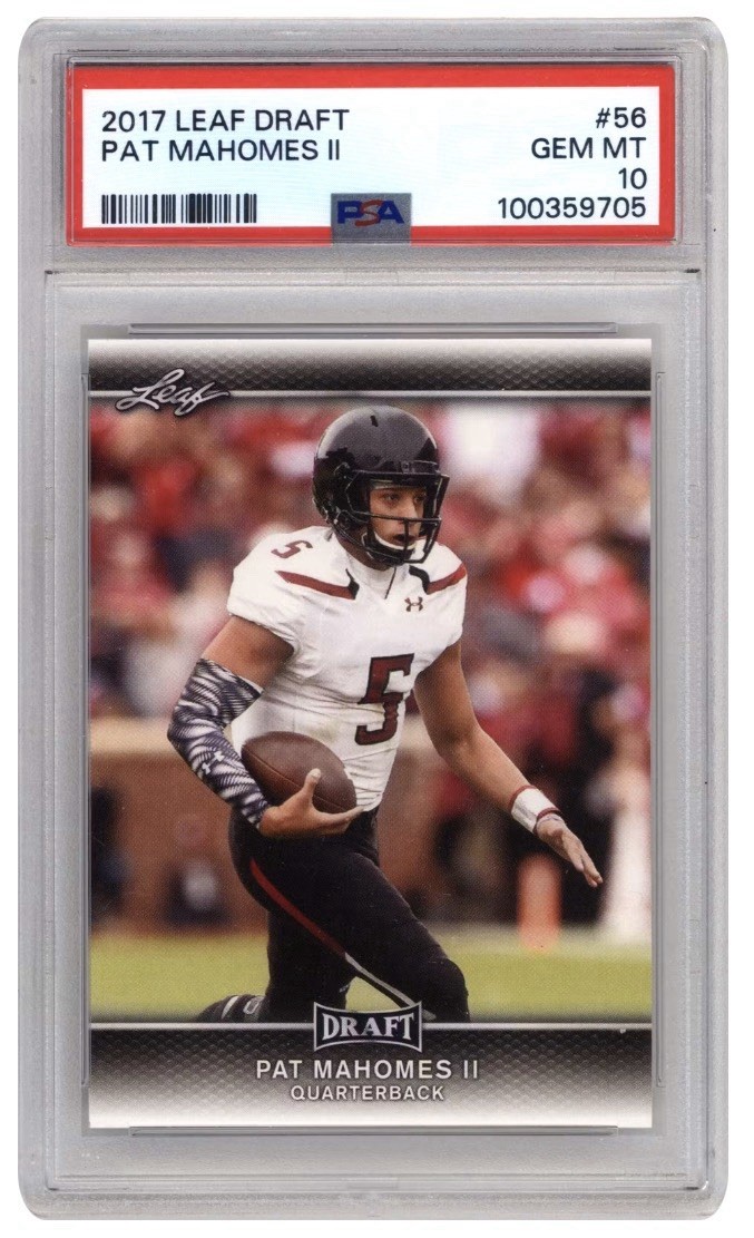 2017 LEAF DRAFT #56 PAT MAHOMES II ROOKIE RC PSA 10 Kansas City Chiefs GOAT MVP view 1