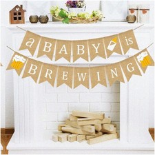 Baby Shower Banner with Gender Reveal in Jute Burlap