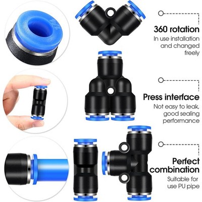 Water Air Hose Tube Quick Release Joiner Pneumatic Push In Fittings Connectors