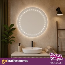 Round Battery Operated LED Bathroom Mirror & Touch Sensor & Soft Lighting 60cm