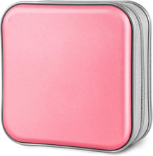 CD/DVD Cases 40 Capacity Disc Storage Binder for Car Light Pink