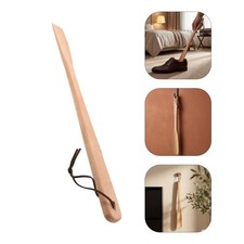 4pcs Handled Wood Shoehorn, 21'' Shoe Helper with Hanging