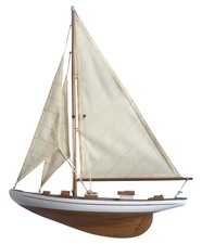 Yacht à voile semi-rigide Maquette de bateau en bois/tissu 41,5 x 52,5 cm