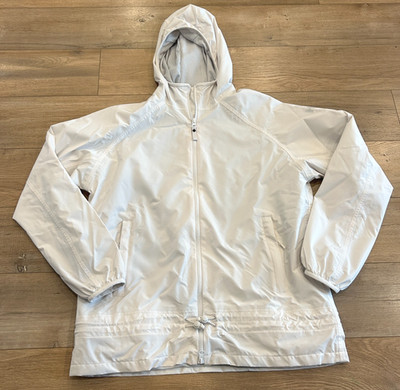 Helly Hansen Waterproof Jacket Women's Size Large White W/ Hood Zip Pockets