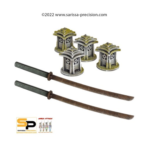 Sarissa Precision Japanese Terrain 20mm Lantern & Katana Ruler S Pack ...