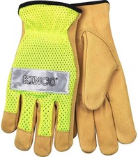 Kinco Gloves 908 - Hi-Vis Green Mesh  Grain Pigskin Palm Gloves