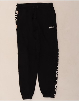 Fila Womens Graphic Tracksuit Trousers Joggers UK 10 Small  Black Cotton UU02