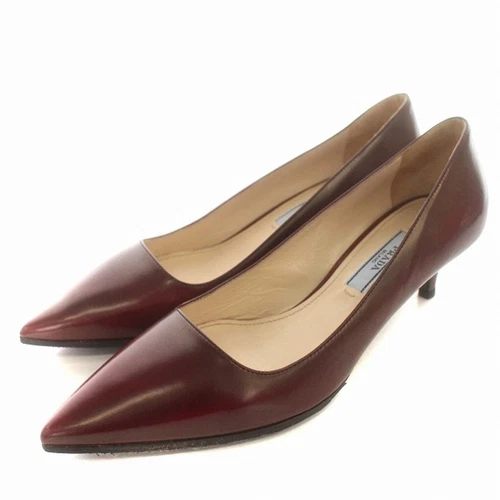 Escarpins Prada cuir bout pointu 34,5 marron bordeaux G occasion f65f2a8f01a11210599e2
