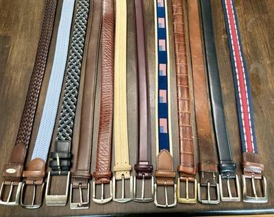 Lot of 12 Mens Belts, Nike, Underarmor, Cole Haan, Jos bank, Florsheim 36-38 XL