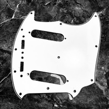 USA Made White 3 Ply Wide Bevel Pickguard for Squier Classic Vibe '60's Mustang