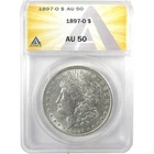 1897 O Morgan Dollar AU 50 ANACS Silver $1 Coin SKU:I19189
