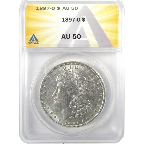 1897 O Morgan Dollar AU 50 ANACS Silver $1 Coin SKU:I19189