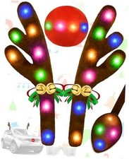 Christmas Reindeer Antlers Car Decoration Kit, IP44 Waterproof LED Multicolor