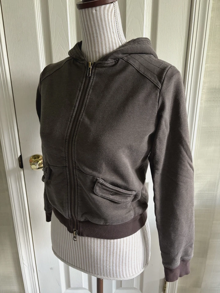 Sudadera con Capucha Da Nang Marrón Floral Boho Bordada Talla Pequeña Foto 3 de 3