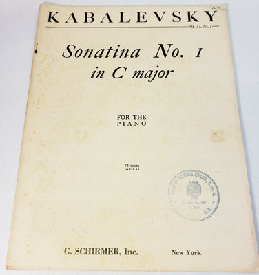 Kabalevsky Sonatina No 1 in C Major for the Piano Sheet Music