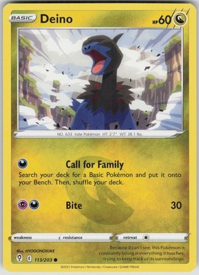 Pokemon Deino 113/203 SWSH07: Evolving Skies NM English/Englisch