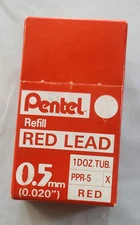 Pentel RED PPR-5 Refill colored lead Thick 5 mm 1 pack x 12 tube school office