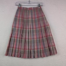 VTG Compliments Edinburgh Woollen Mill Skirt Women  s Size 10 Pink Plaid Pleated