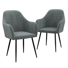 HAGO® Esszimmerstühle 2er Set Grau Sessel Polsterstuhl Microfaser Armlehne