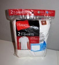 Mens Hanes Tagless White Tees 2 PACK Size Med 38-40- BRAND NEW UNOPENED