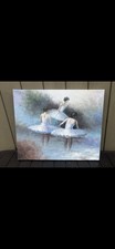 Original Oil Painting On Canvas Three Ballerinas Signed